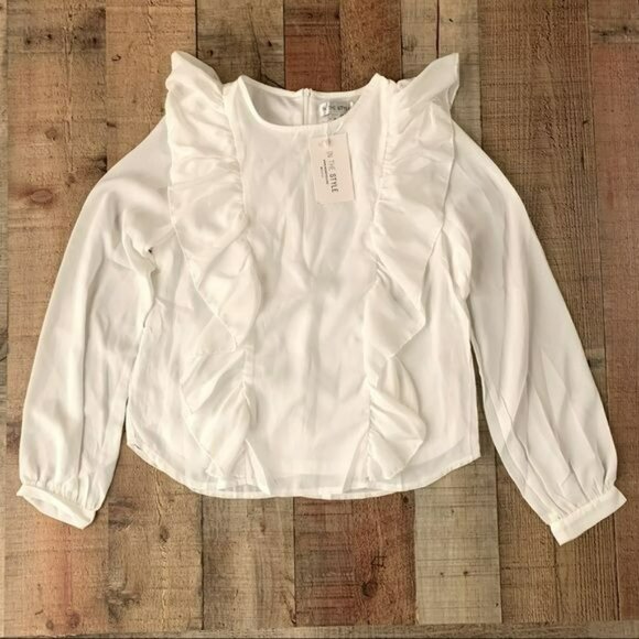ASOS In the style womens size 6 exclusive top with ruffle sleeve detail in white - Picture 11 of 13